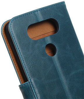 Blauw Pull-Up PU booktype wallet hoesje voor LG V20