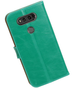 Groen Pull-Up PU booktype wallet hoesje voor LG V20