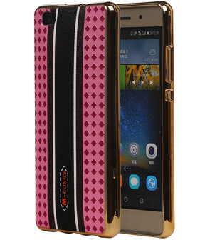 M-Cases Roze Ruit Design TPU back case cover hoesje voor Huawei P8 Lite