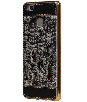 M-Cases Zwart Krokodil Design TPU back case cover hoesje voor Huawei P9 Lite