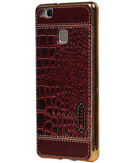 M-Cases Bruin Krokodil Design TPU back case cover hoesje voor Huawei P9 Lite