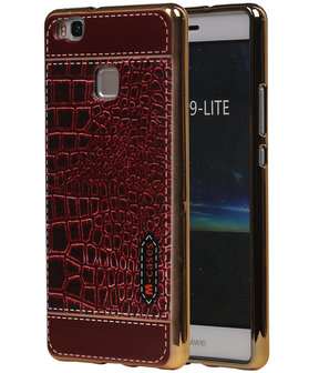M-Cases Bruin Krokodil Design TPU back case cover hoesje voor Huawei P9 Lite