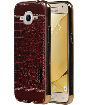 M-Cases Bruin Krokodil Design TPU back case hoesje voor Samsung Galaxy J2 2016
