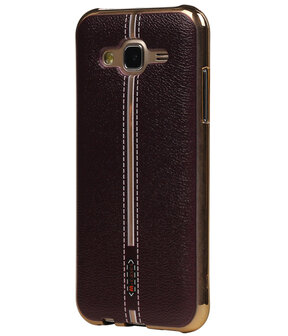 M-Cases Bruin Leder Design TPU back case hoesje voor Samsung Galaxy J5 2015