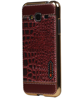 M-Cases Bruin Krokodil Design TPU back case hoesje voor Samsung Galaxy J3 2016