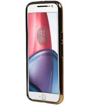 M-Cases Wit Leder Design TPU back case hoesje voor Motorola Moto G4 / G4 Plus