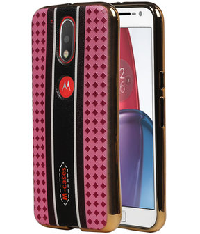 M-Cases Roze Ruit Design TPU back case hoesje voor Motorola Moto G4 / G4 Plus