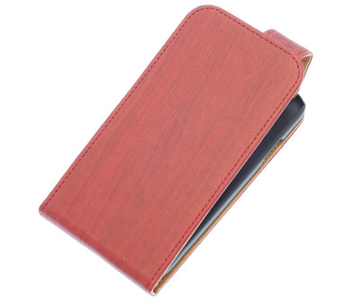 Rood Hout Classic flip case voor Hoesje voor Apple iPhone 5 / 5S / SE