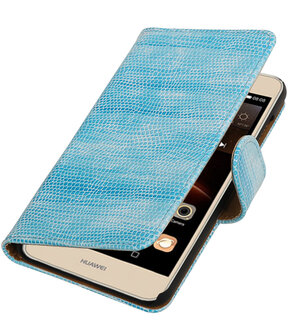 Turquoise Mini Slang booktype wallet cover hoesje voor Huawei Y6 II Compact
