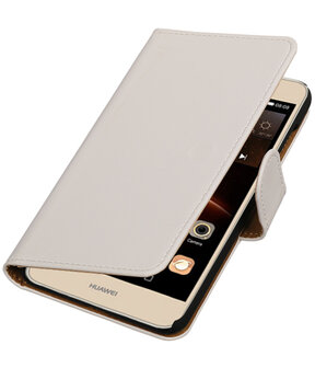 Wit Effen booktype wallet cover hoesje voor Huawei Y6 II Compact