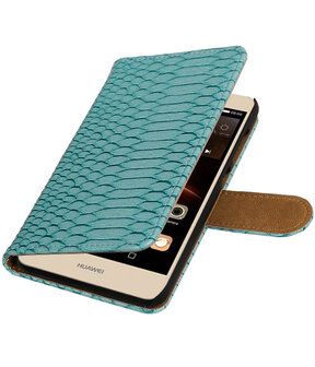 Turquoise Slang booktype wallet cover hoesje voor Huawei Y6 II Compact