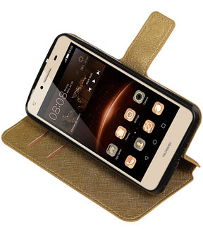 Goud Huawei Y6 II Compact TPU wallet case booktype hoesje HM Book