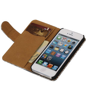 Wit Lace 2 booktype wallet cover hoesje voor Apple iPhone 5 / 5s / SE