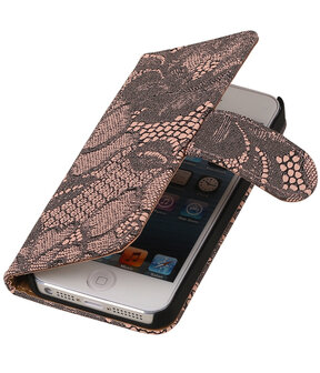 Roze Lace 2 booktype wallet cover hoesje voor Apple iPhone 6 / 6s