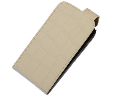 Wit Krokodil Classic Flip case hoesje voor Samsung Galaxy S4 I9500