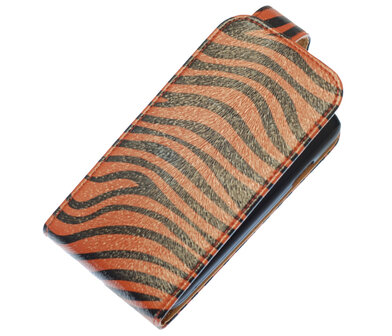 Donker Bruin Zebra Classic Flip case hoesje voor Samsung Galaxy S4 I9500