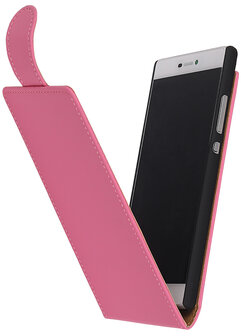 Roze Effen Classic Flip case hoesje voor Samsung Galaxy S4 Mini I9190