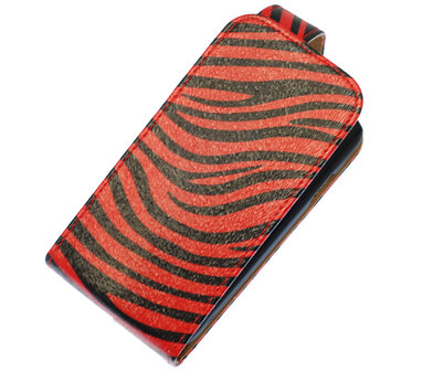 Rood Zebra Classic Flip case hoesje voor Samsung Galaxy S4 Mini I9190