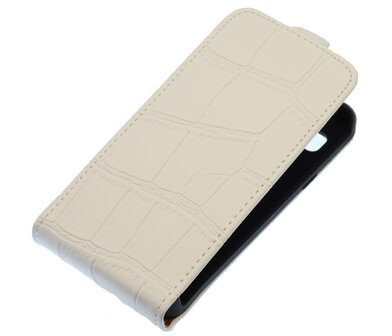 Wit Krokodil Classic Flip case hoesje voor Samsung Galaxy S3 Mini I8190