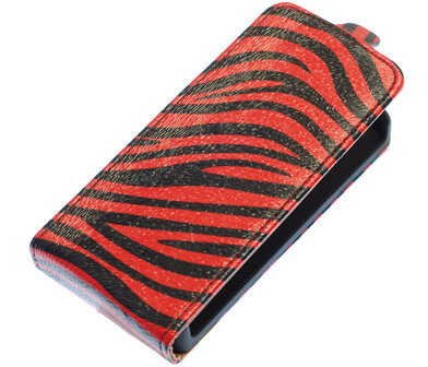 Rood Zebra Flip case hoesje voor Samsung Galaxy S3 I9300