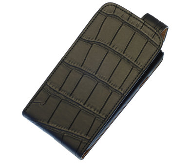 Zwart Krokodil Classic Flip case hoesje voor Samsung Galaxy Grand Neo I9060
