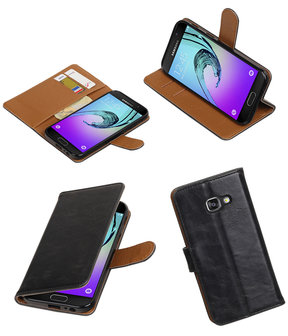 Zwart Pull-Up PU booktype wallet cover hoesje voor Samsung Galaxy A3 2017