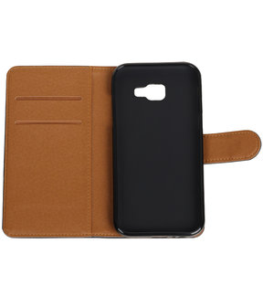 Zwart Pull-Up PU booktype wallet cover hoesje voor Samsung Galaxy A3 2017