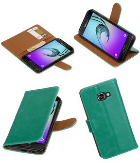Groen Pull-Up PU booktype wallet cover hoesje voor Samsung Galaxy A3 2017