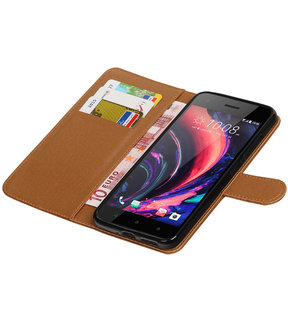 Bruin Pull-Up PU booktype wallet cover hoesje voor HTC Desire 10 Pro