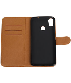 Bruin Pull-Up PU booktype wallet cover hoesje voor HTC Desire 10 Pro