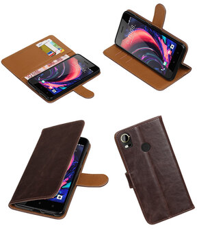 Mocca Pull-Up PU booktype wallet cover hoesje voor HTC Desire 10 Pro