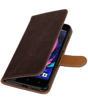 Mocca Pull-Up PU booktype wallet cover hoesje voor HTC Desire 10 Pro