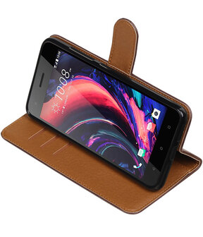 Mocca Pull-Up PU booktype wallet cover hoesje voor HTC Desire 10 Pro