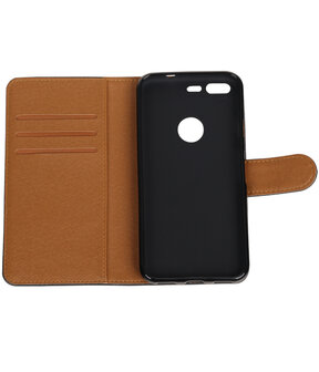 Zwart Pull-Up PU booktype wallet cover hoesje voor Google Pixel