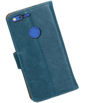 Blauw Pull-Up PU booktype wallet cover hoesje voor Google Pixel