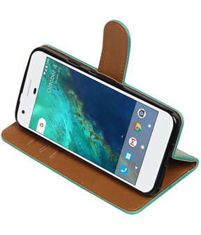 Groen Pull-Up PU booktype wallet cover hoesje voor Google Pixel