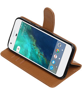 Bruin Pull-Up PU booktype wallet cover hoesje voor Google Pixel