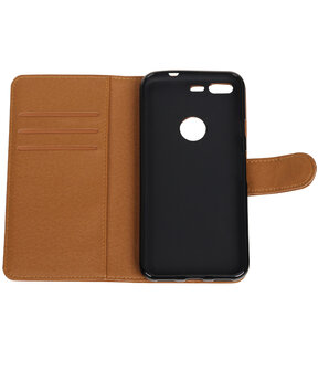 Bruin Pull-Up PU booktype wallet cover hoesje voor Google Pixel