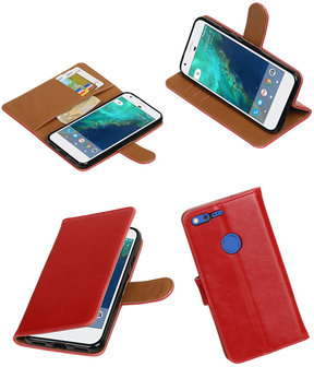 Rood Pull-Up PU booktype wallet cover hoesje voor Google Pixel