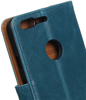 Blauw Pull-Up PU booktype wallet cover hoesje voor Google Pixel XL