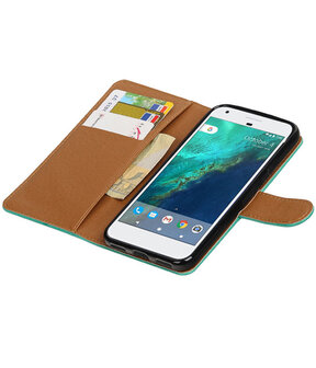 Groen Pull-Up PU booktype wallet cover hoesje voor Google Pixel XL