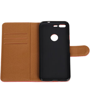 Rood Pull-Up PU booktype wallet cover hoesje voor Google Pixel XL