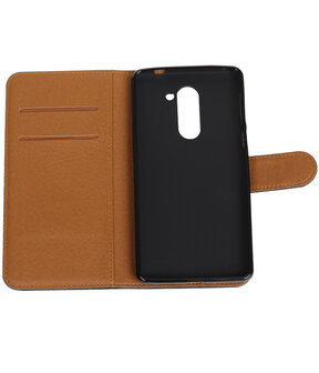 Zwart Pull-Up PU booktype wallet cover hoesje voor Huawei Honor 6x 2016