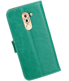 Groen Pull-Up PU booktype wallet cover hoesje voor Huawei Honor 6x 2016