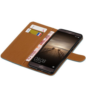 Blauw Pull-Up PU booktype wallet cover hoesje voor Huawei Mate 9