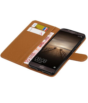 Bruin Pull-Up PU booktype wallet cover hoesje voor Huawei Mate 9