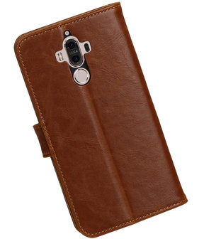 Bruin Pull-Up PU booktype wallet cover hoesje voor Huawei Mate 9