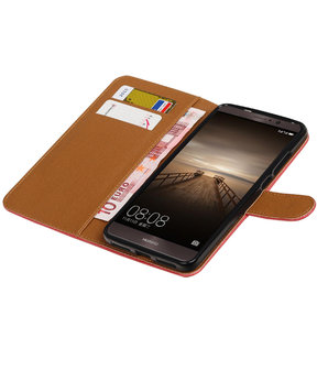 Rood Pull-Up PU booktype wallet cover hoesje voor Huawei Mate 9