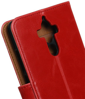 Rood Pull-Up PU booktype wallet cover hoesje voor Huawei Mate 9
