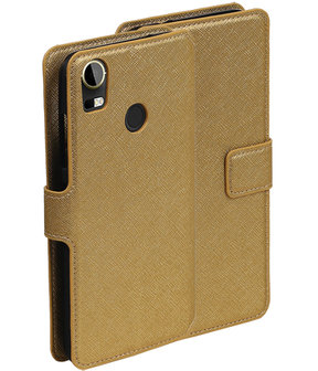 Goud HTC Desire 10 Pro TPU wallet case booktype hoesje HM Book